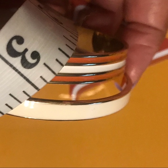 New 1st & Gorgeous By Carolee Burnt Orange & Ivory Gold Tone Bangle Bracelet Set - Picture 11 of 14